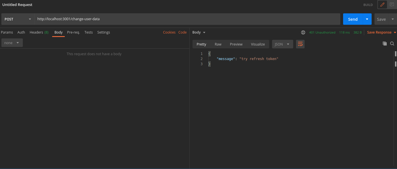 Failed query due to expired access token in postman