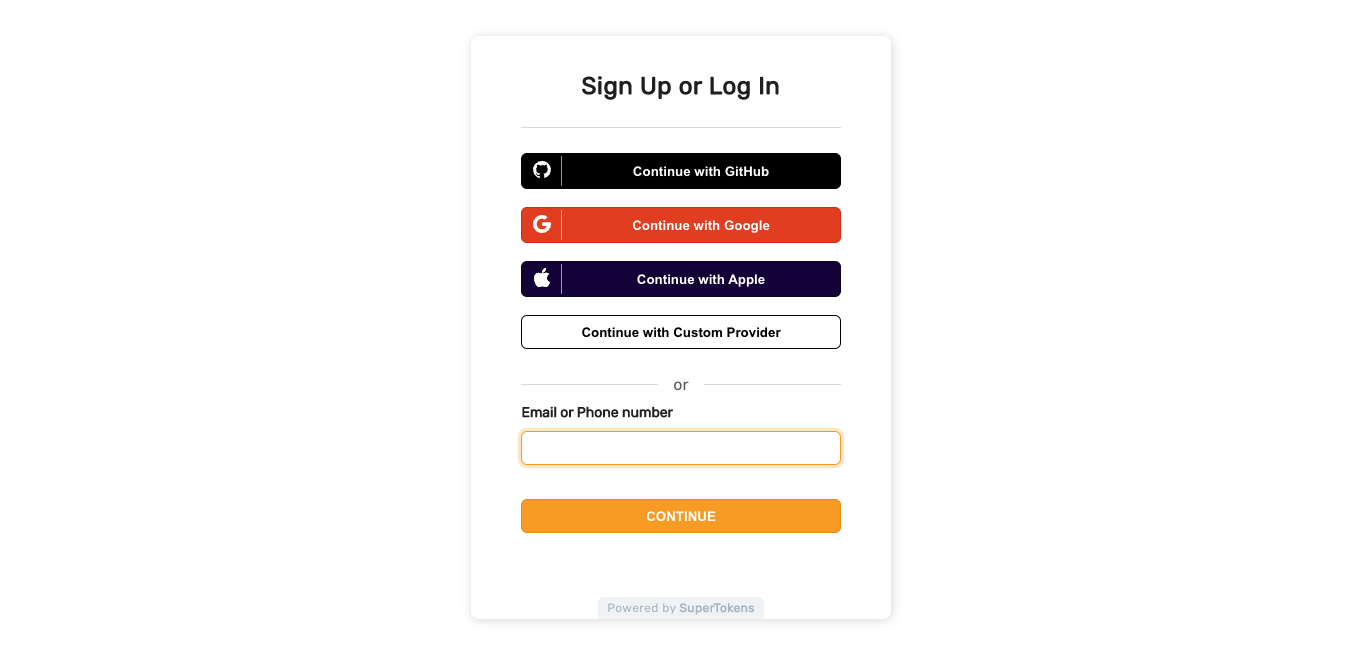 Sign in form UI for social login